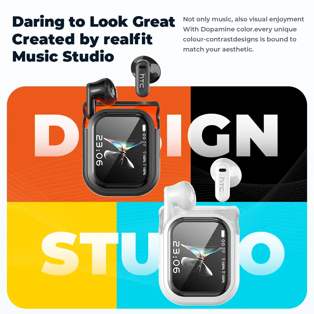 Experience High-Fidelity Sound with HTC NE20 Bluetooth 6.0 Earphones - Waterproof, LED Display, and Built-In Microphone for Office, Sports, and Study!