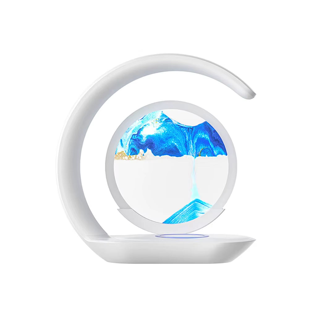 Enchant Your Space with the Quicksand Table Lamp - A USB Wireless Charging 3D Hourglass Night Light for Stylish Office Decor