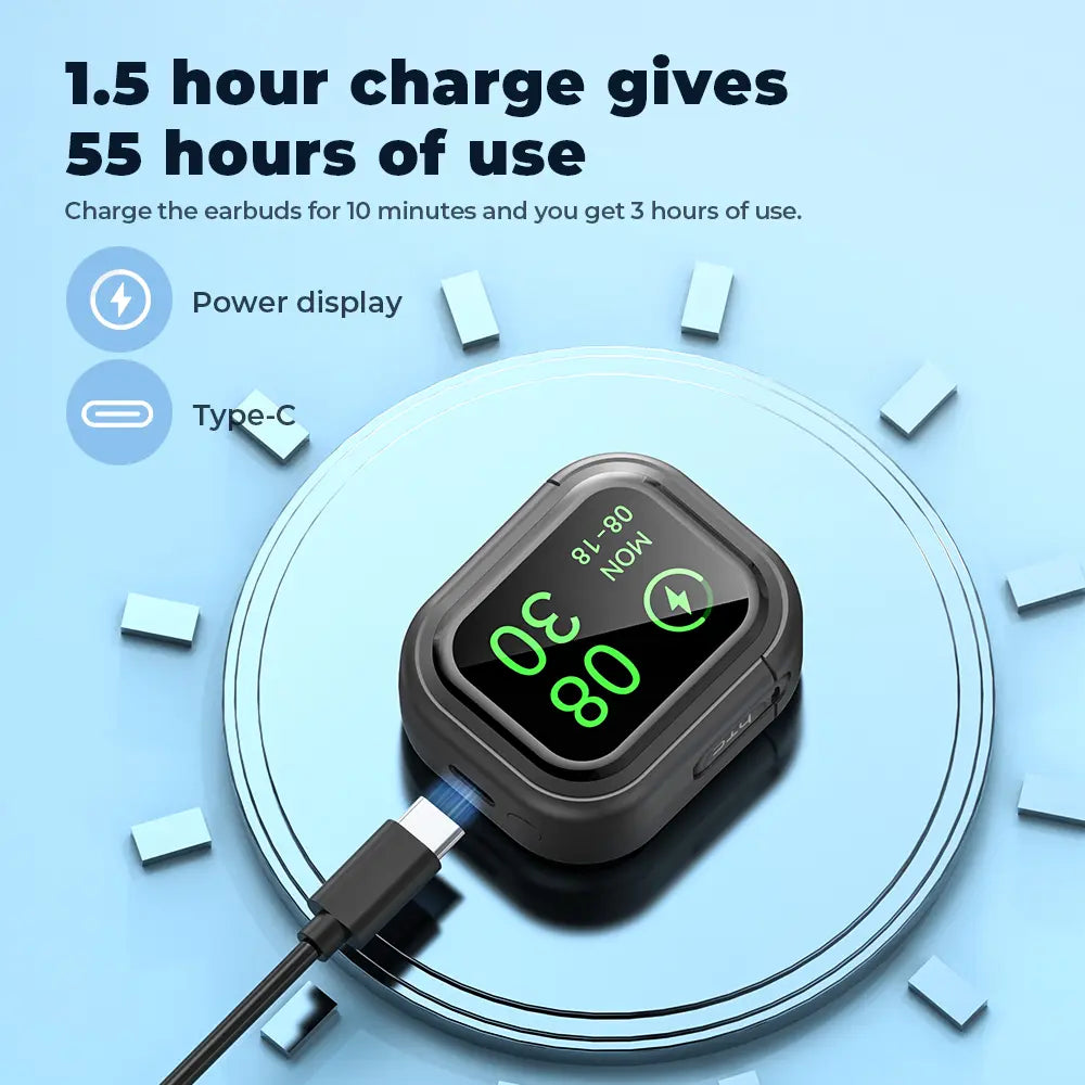 Experience High-Fidelity Sound with HTC NE20 Bluetooth 6.0 Earphones - Waterproof, LED Display, and Built-In Microphone for Office, Sports, and Study!