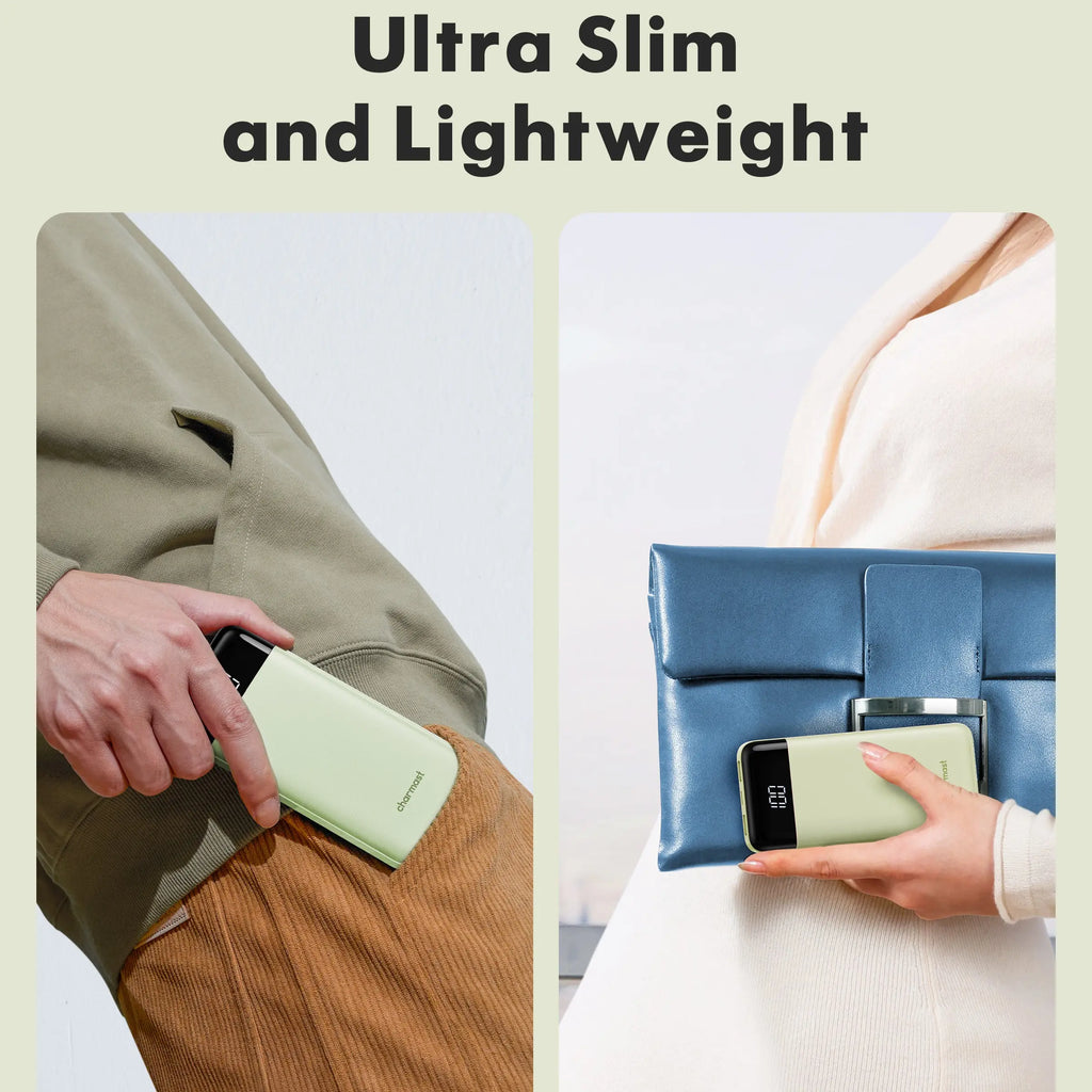 Charmast Ultra-Slim 10000Mah Portable Charger with Built-In Cables 6-Output & 3-Input Fast Charging External Battery Pack Power Bank for Smartphones Tablets USB-C Devices Travel Ready Airline Approved