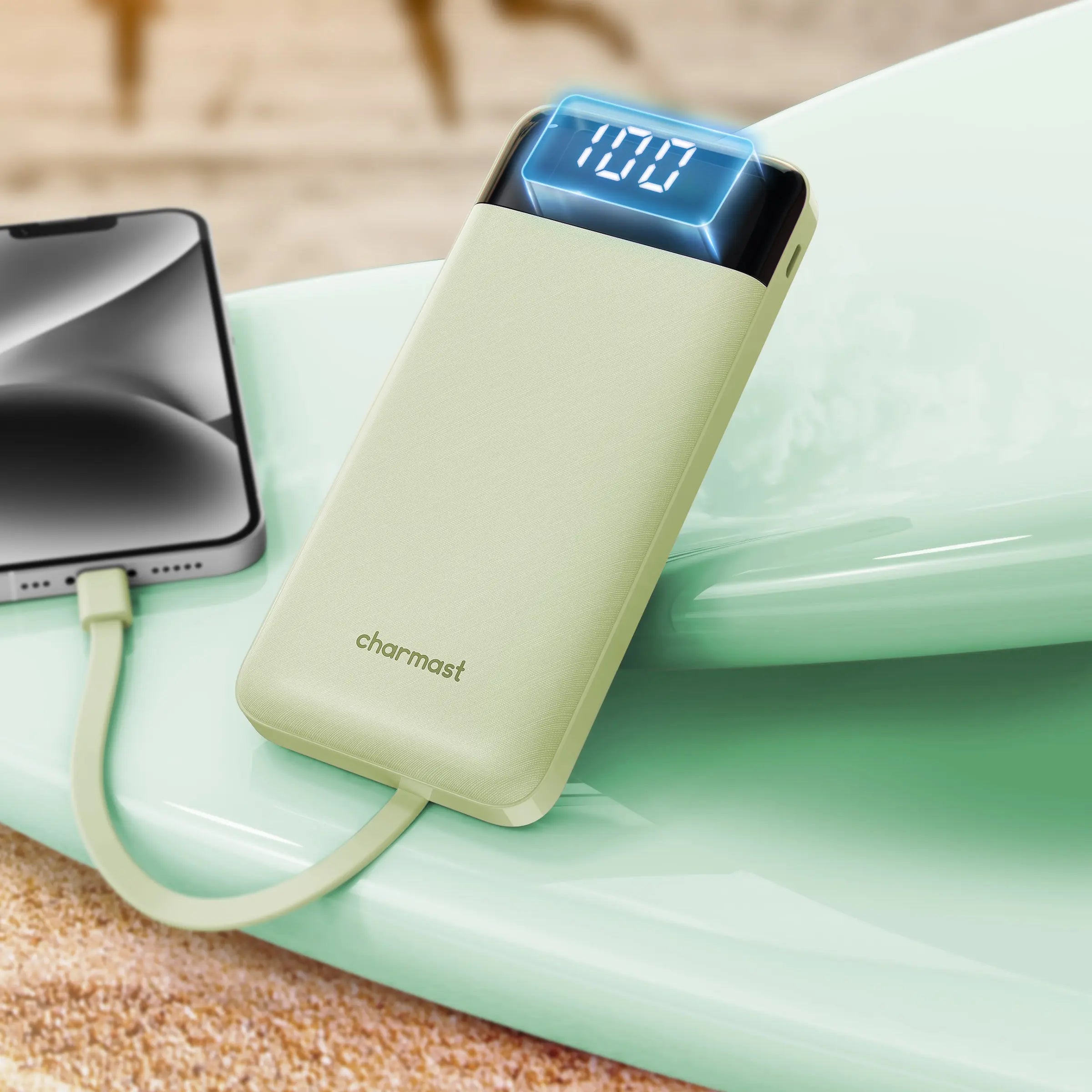 Charmast Ultra-Slim 10000Mah Portable Charger with Built-In Cables 6-Output & 3-Input Fast Charging External Battery Pack Power Bank for Smartphones Tablets USB-C Devices Travel Ready Airline Approved