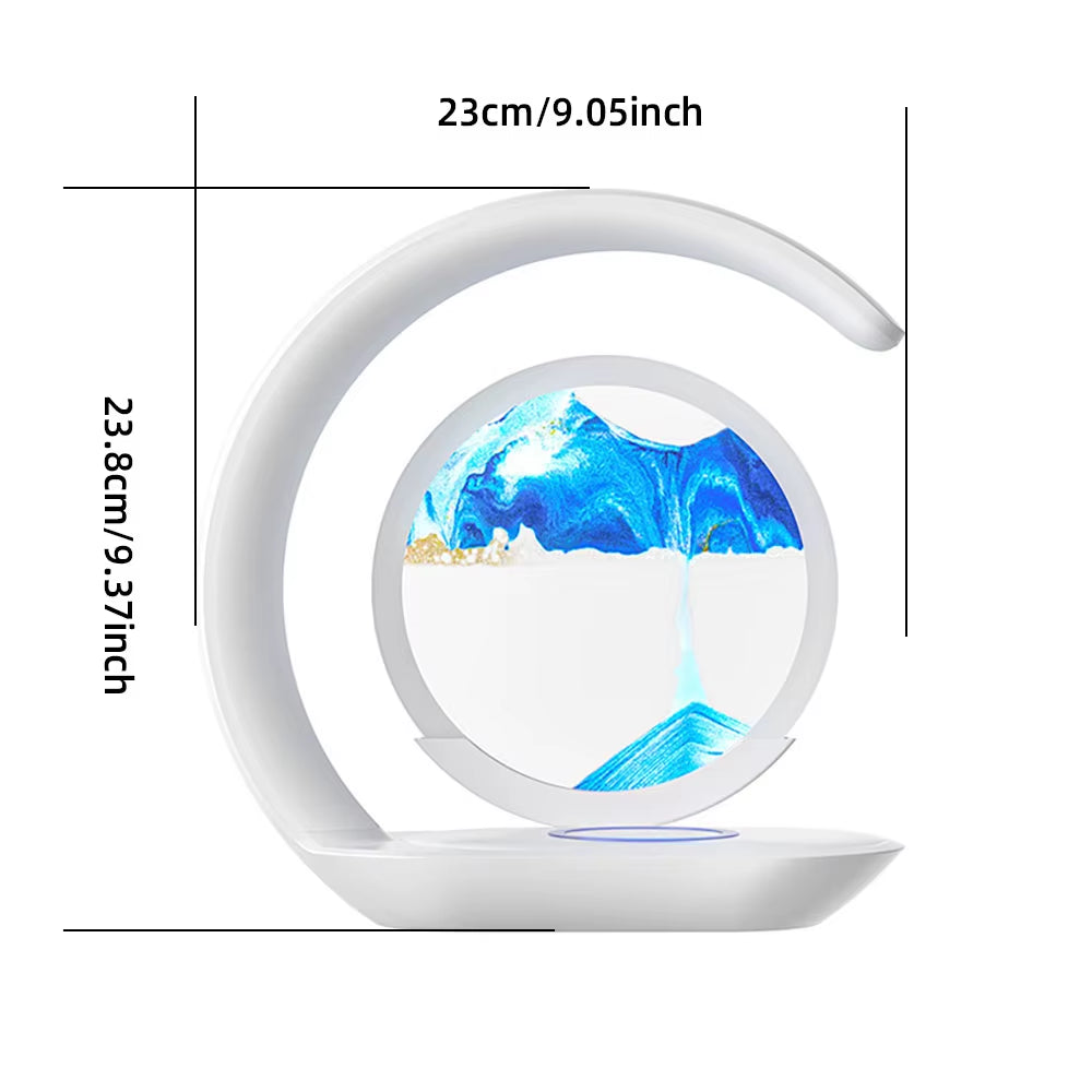 Enchant Your Space with the Quicksand Table Lamp - A USB Wireless Charging 3D Hourglass Night Light for Stylish Office Decor